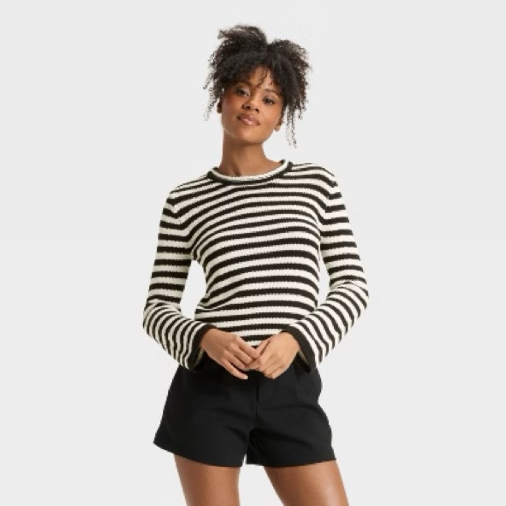 A New Day black and white crochet sweater